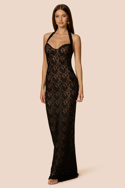 Nookie Mystique Halter Gown - Black