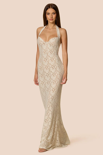 Nookie Mystique Halter Gown - Ivory