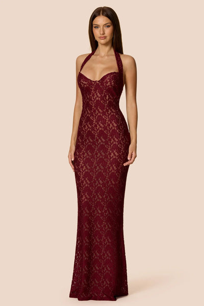 Nookie Mystique Halter Gown - Wine