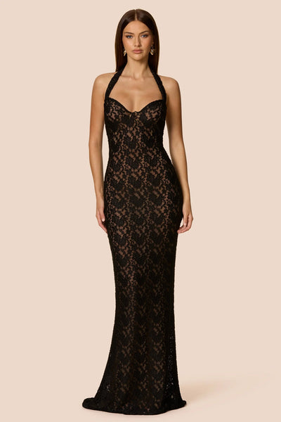Nookie Mystique Halter Gown - Black