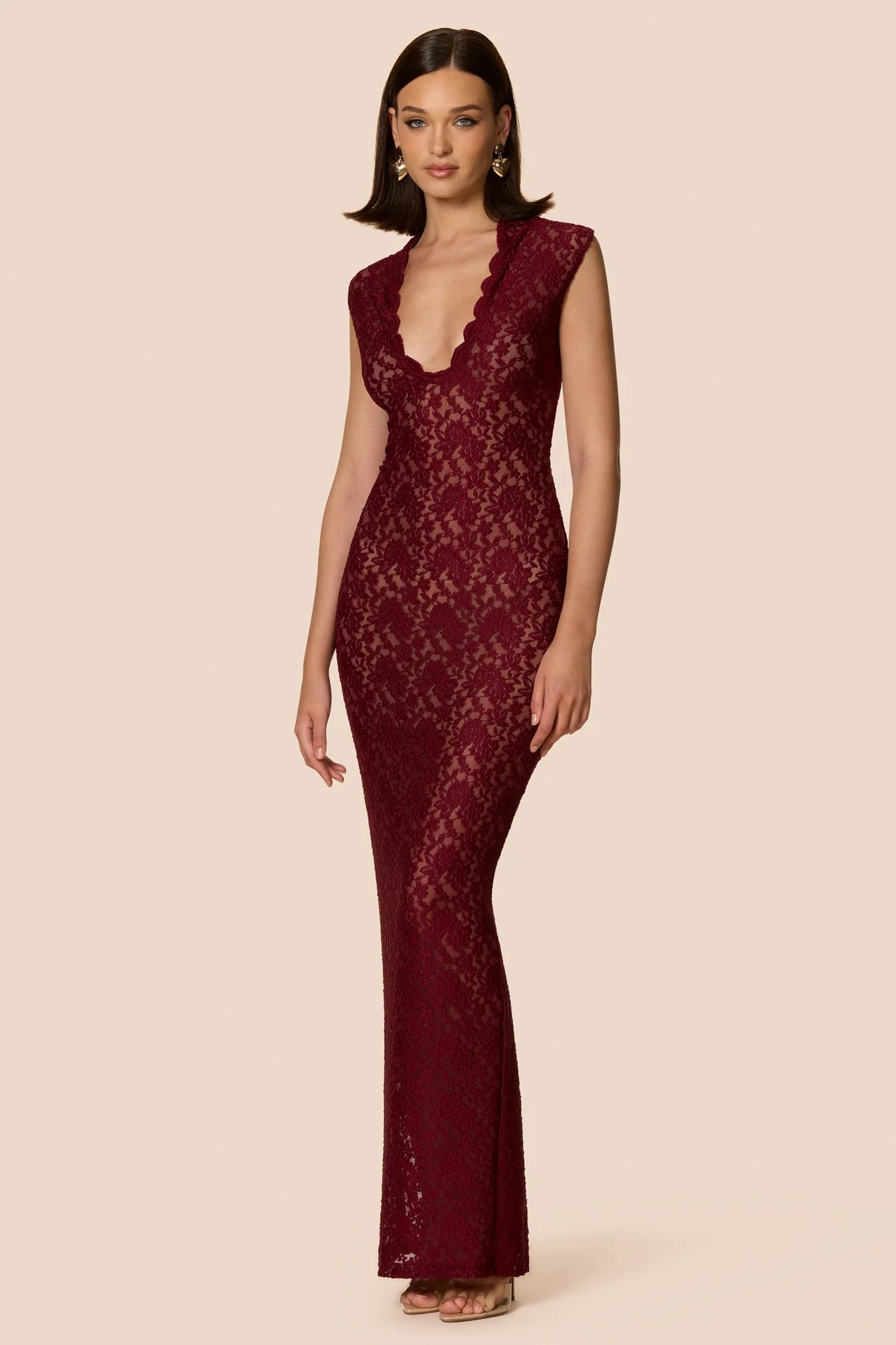 nookie red lace dress Nookie Liana Lace Gown in Red