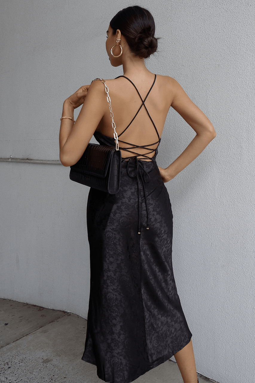 Nadia Slip Dress - Black - JAUS