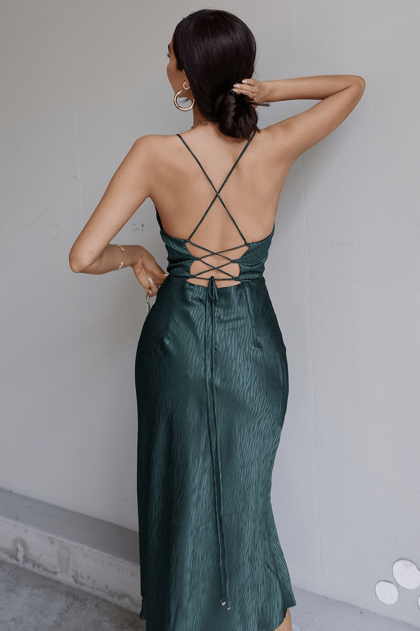 Nadia Slip Dress - Emerald - JAUS