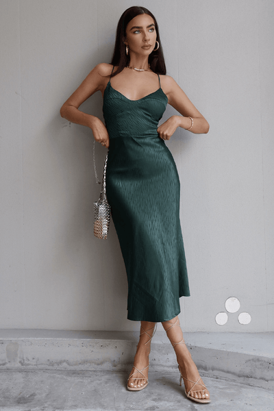 Nadia Slip Dress - Emerald - JAUS