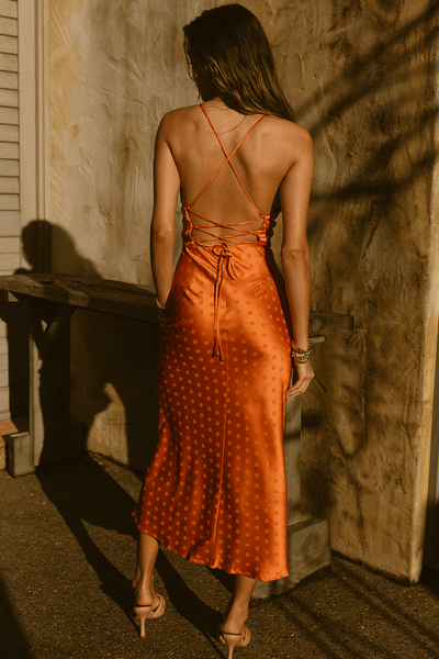 Nadia Slip Dress - Orange Spot - JAUS