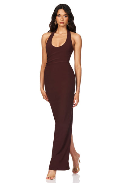 Nookie Natalia Halter Maxi Dress - Chocolate - SHOPJAUS - JAUS