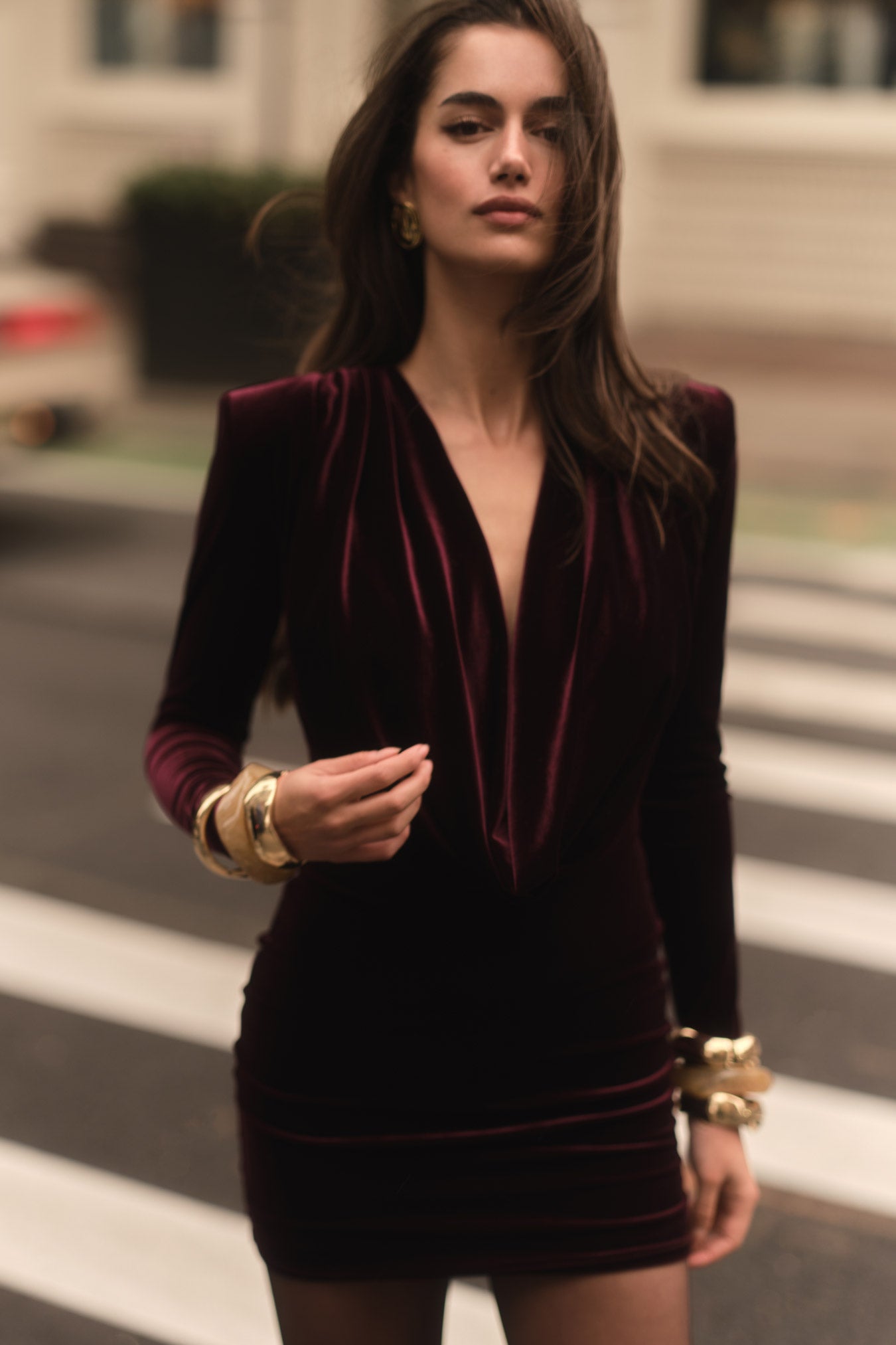 Nookie Nina Long Sleeve Mini Dress - Mulberry