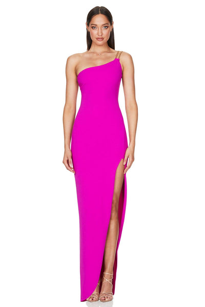 Nookie Estella One Shoulder Gown - Bright Fuchsia - JAUS