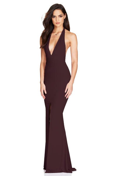 Nookie Illegal Halter Gown - Chocolate - JAUS