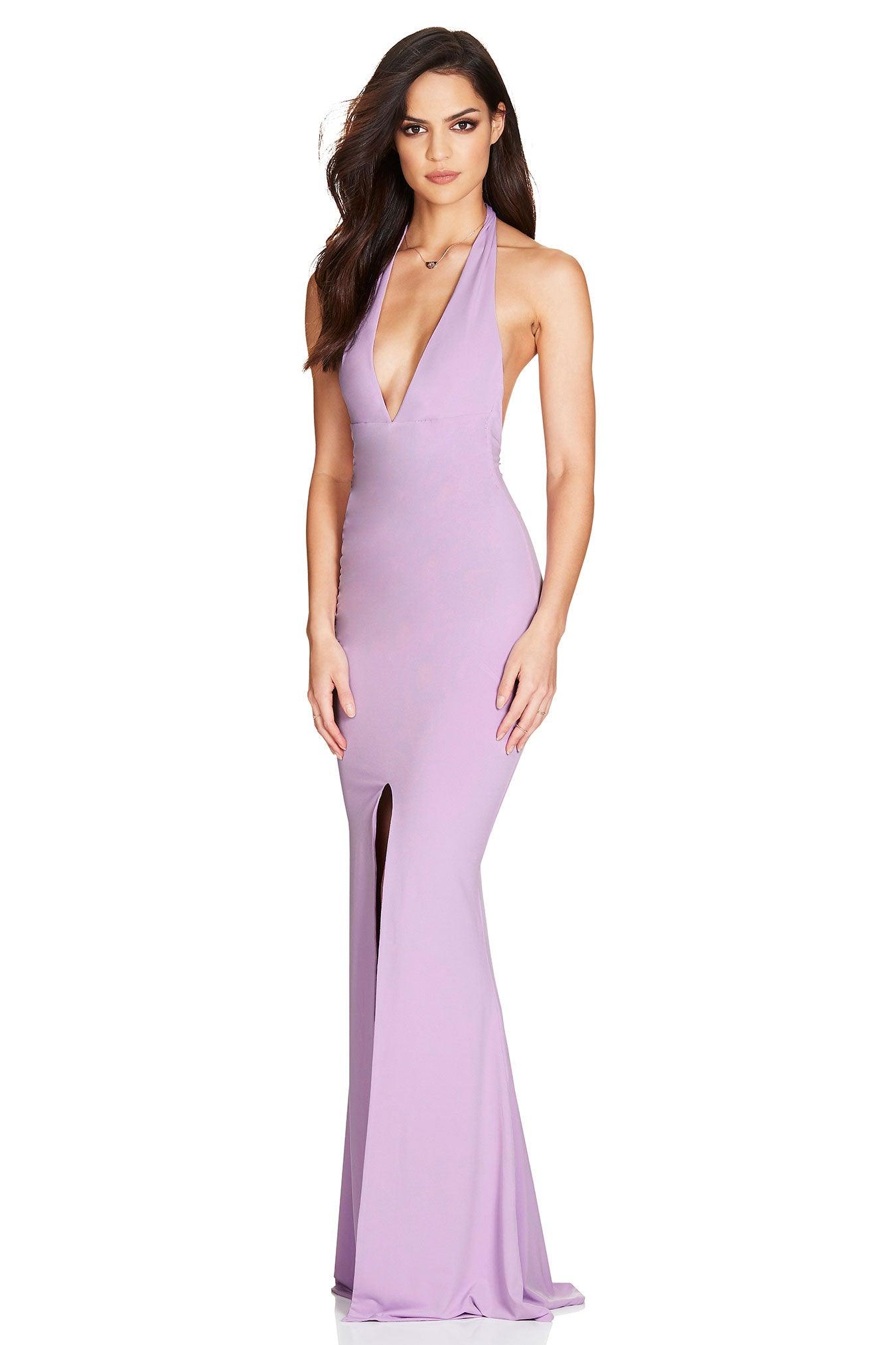 lilac halter dress ILLEGAL HALTER GOWN Lilac / S