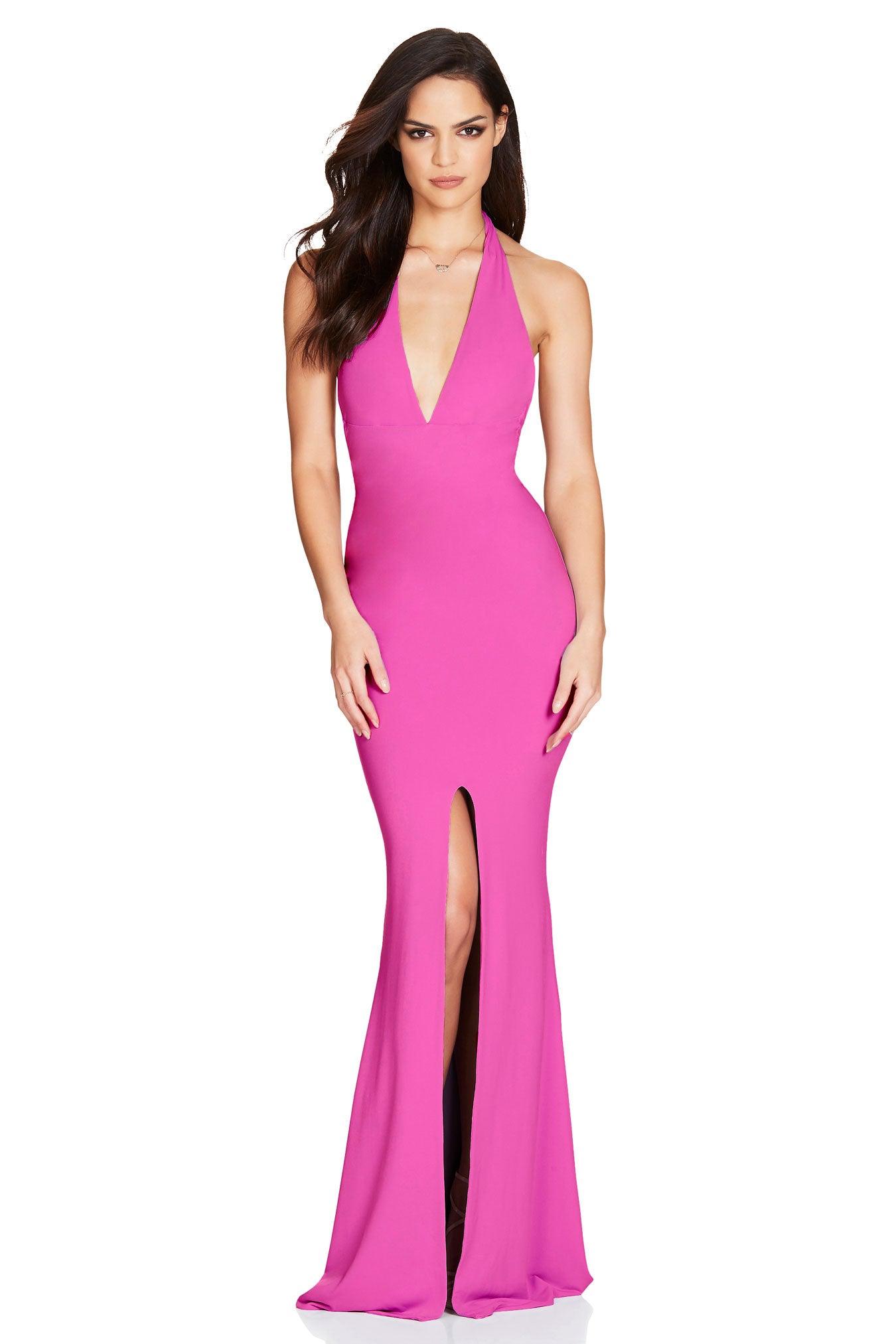 Nookie Illegal Halter Gown - Neon Pink - JAUS