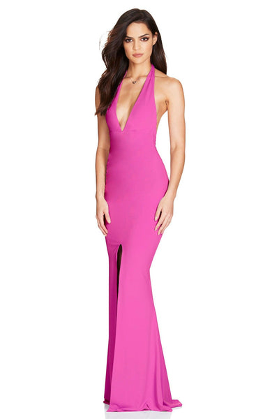 Nookie Illegal Halter Gown - Neon Pink - JAUS