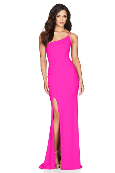 Nookie Jasmine One Shoulder Gown - Neon Pink - JAUS