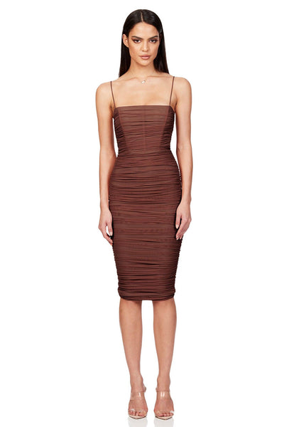 Nookie Mecca Midi Dress - Chocolate - JAUS