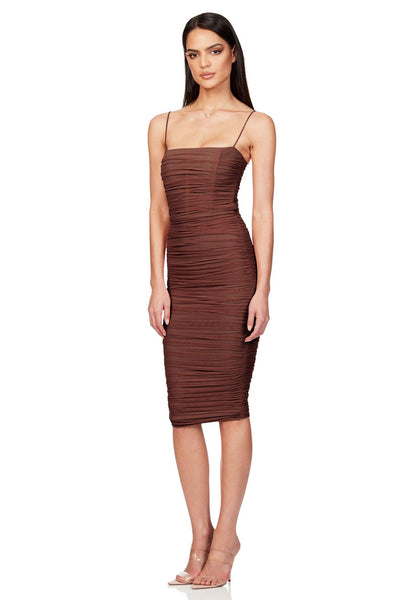 Nookie Mecca Midi Dress - Chocolate - JAUS