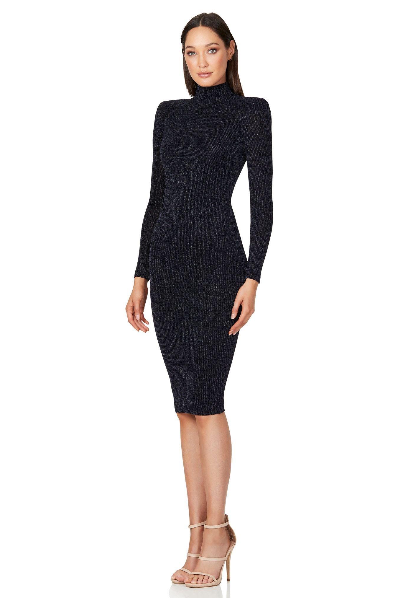 nova midi dress Nookie - Gunmetal tone pointed collar and Color:WR8 it's giving tinker bell CDC