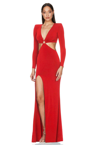 Nookie Riley Ring Cut Out Gown - Red - JAUS