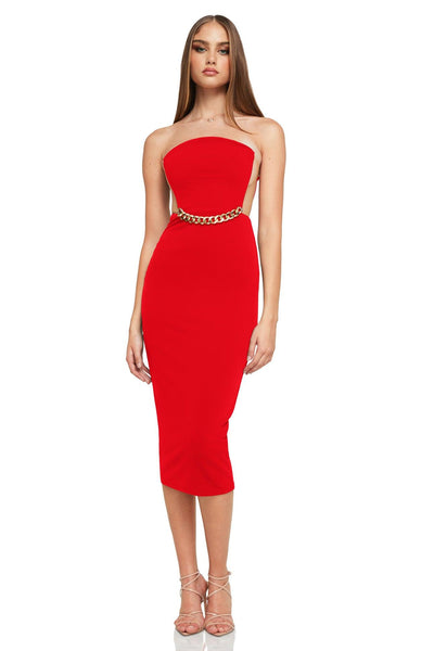 Nookie Scandal Midi Dress - Red - JAUS