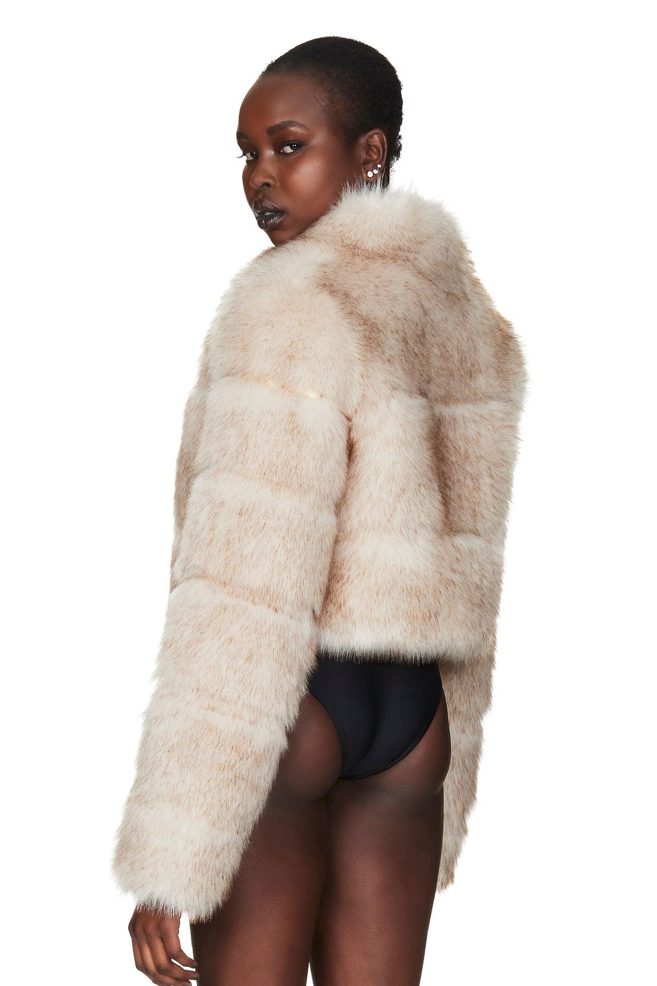 Nookie Tatiana Faux Fur Crop Jacket - Cream - JAUS