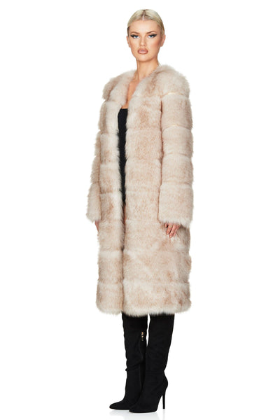 Nookie Tatiana Faux Fur Long Jacket - Cream - JAUS