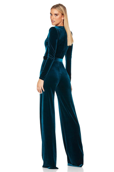Nookie Vera Velvet Jumpsuit - Teal - JAUS