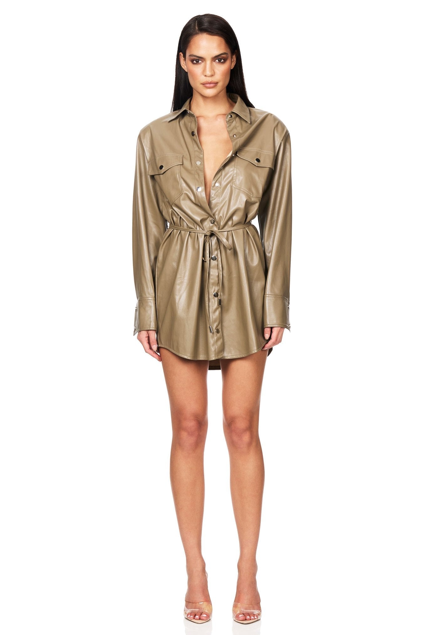 Nookie Off Duty Shirt Dress - Khaki - SHOPJAUS - JAUS