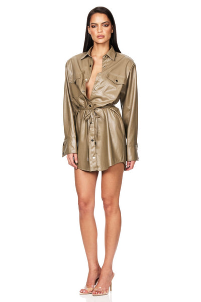 Nookie Off Duty Shirt Dress - Khaki - SHOPJAUS - JAUS