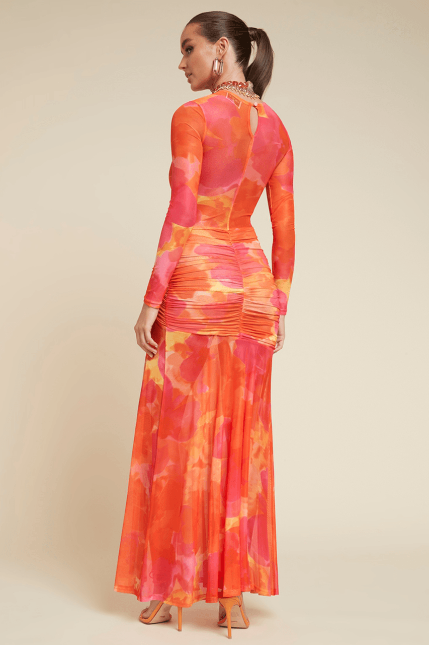 Oliver Maxi Dress - Orange Floral | JAUS