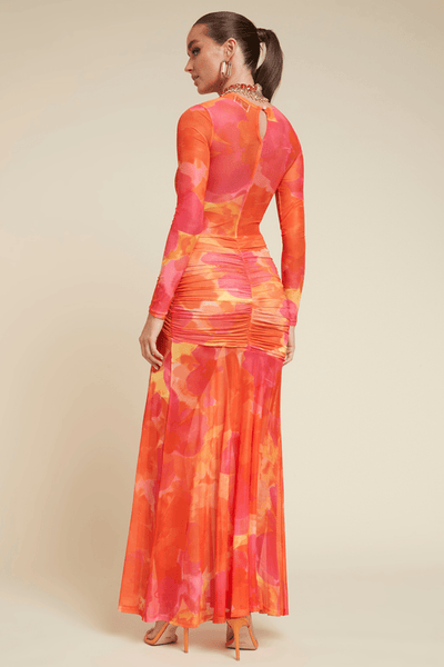 Oliver Maxi Dress - Orange Floral - JAUS