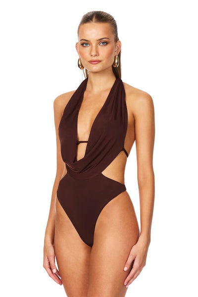 Nookie Olivia Drape Bodysuit - Cocoa - SHOPJAUS - JAUS