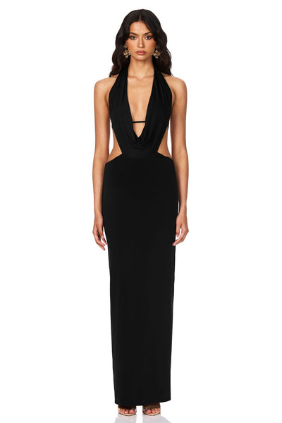 Nookie Olivia Drape Dress - Black - SHOPJAUS - JAUS
