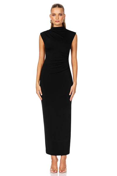 Nookie Olivia High Neck Midi Dress - Black - SHOPJAUS - JAUS