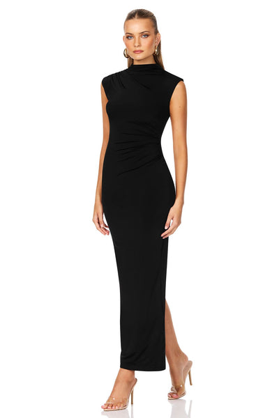 Nookie Olivia High Neck Midi Dress - Black - SHOPJAUS - JAUS