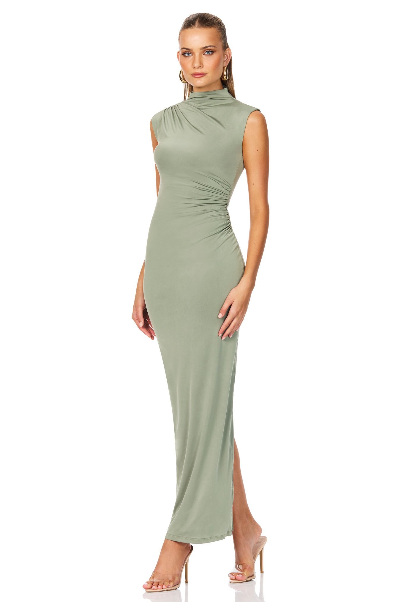 green high neck midi dress Nookie Olivia High Neck Midi Dress