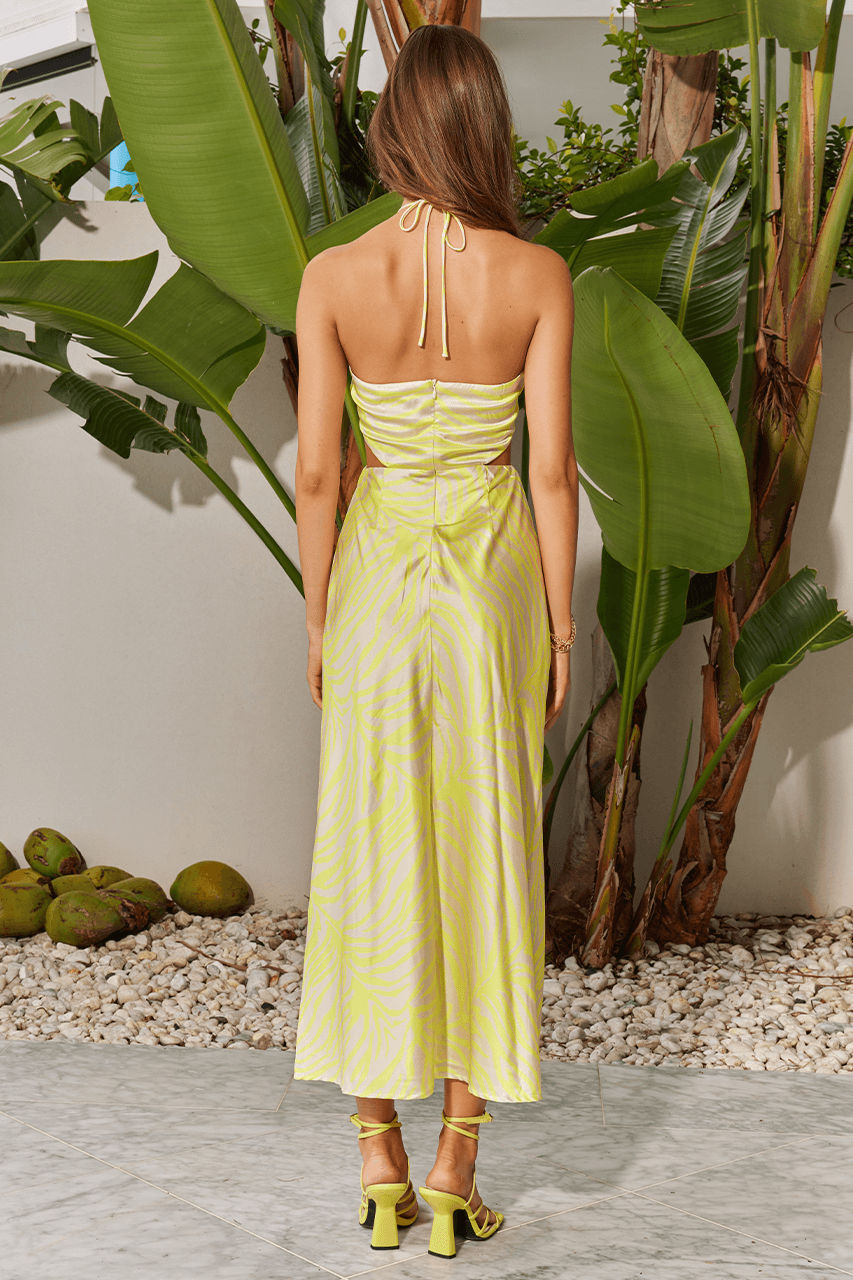 Orica Midi Slip Dress - Yellow Print - JAUS