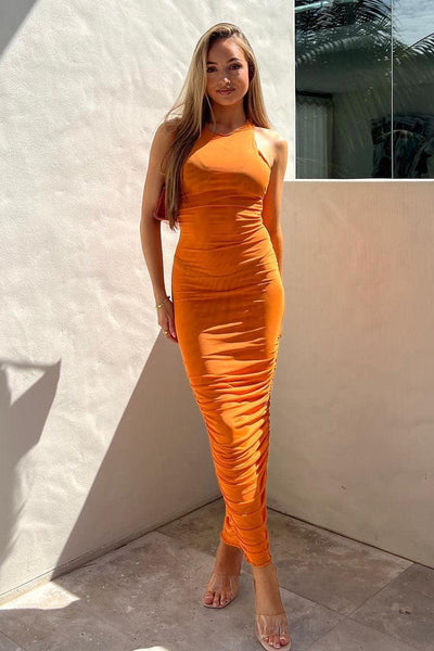 Palamas Mesh Dress - Orange - JAUS