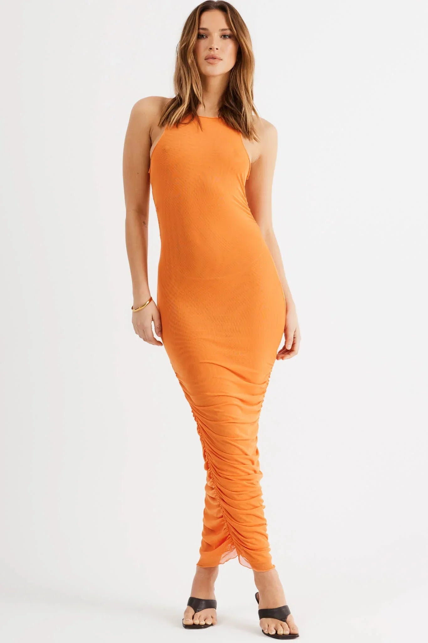 Palamas Mesh Dress - Orange - JAUS