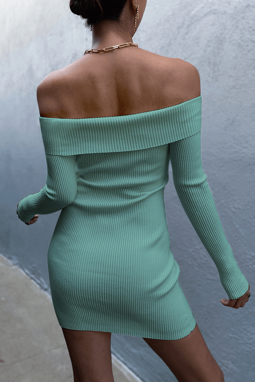 Palm Knit Dress - MINT LARGE / MINT
