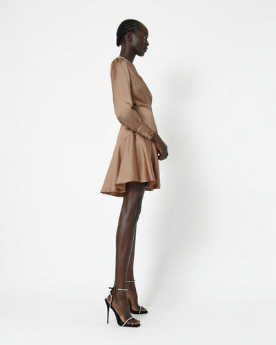 Pena Long Sleeve Wrap Dress - Bronze - JAUS