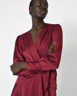 Pena Long Sleeve Wrap Dress - Ruby - JAUS