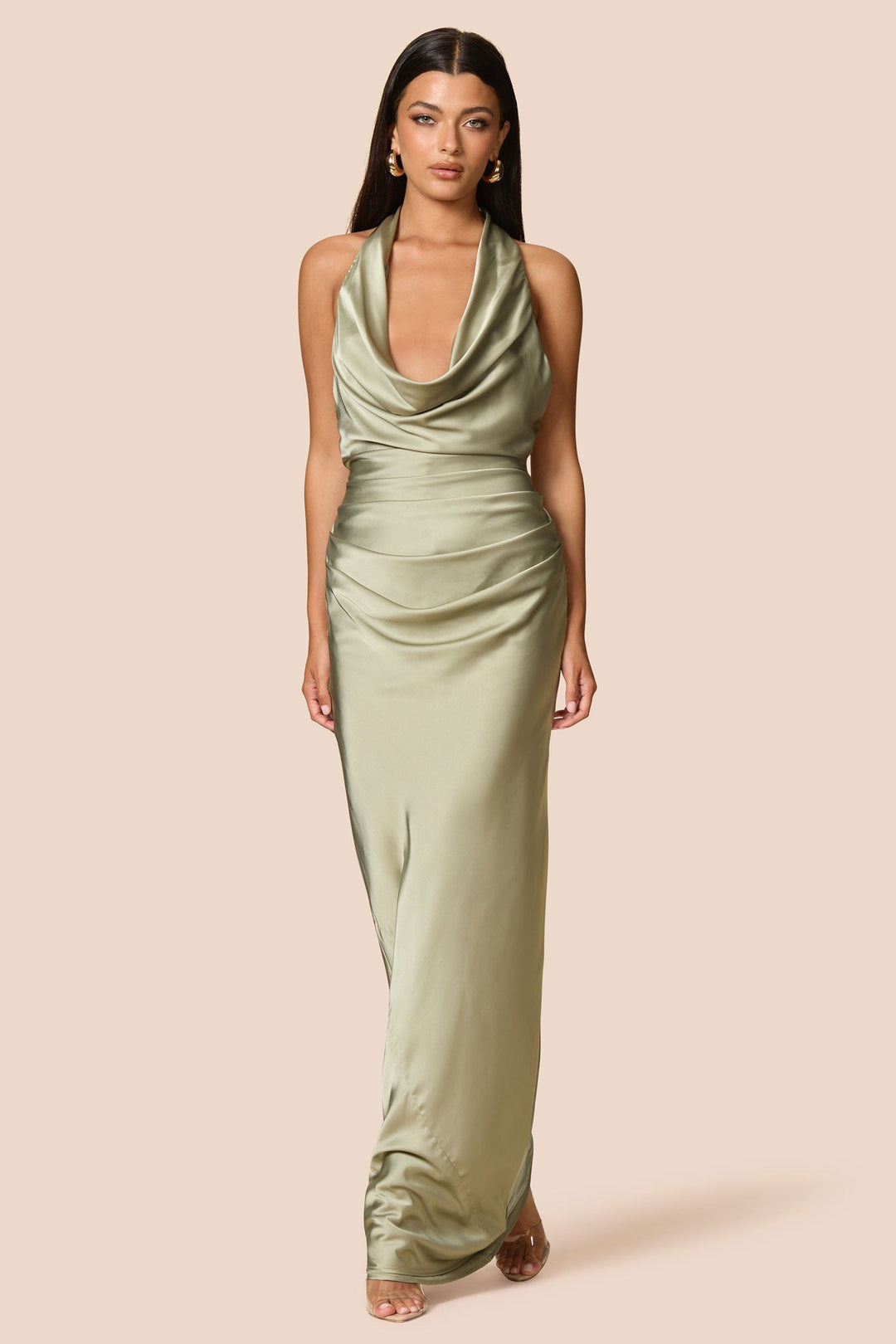 thyme bridesmaid dress Nookie Penelope Drape Gown - Thyme