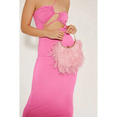 Penny Feathered Framed Bag - Blush - JAUS