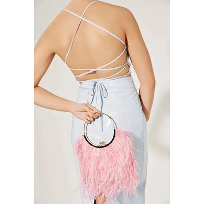 Penny Feathered Framed Bag - Blush - JAUS