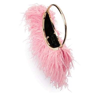 Penny Feathered Framed Bag - Blush - JAUS