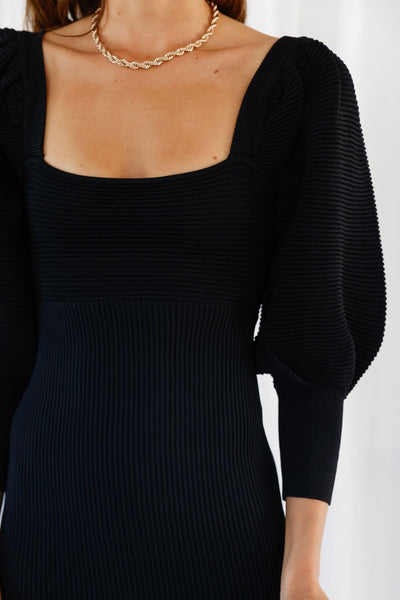 Porter Midi Dress - Black - JAUS