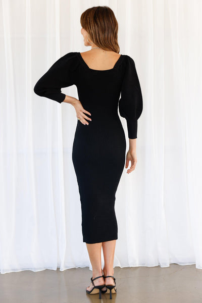 Porter Midi Dress - Black - JAUS