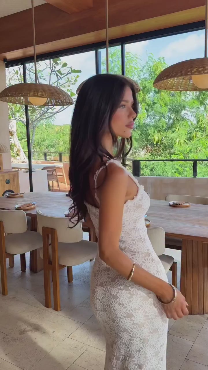 Sarta Lace Maxi Dress - White