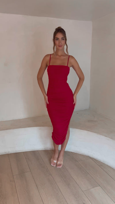 Sienna Midi Dress - Red