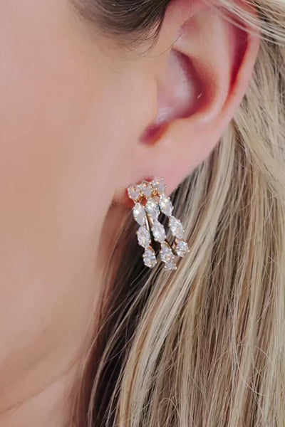 Multi-Crystal Huggie Hoop Earrings