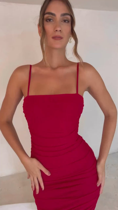 Sienna Midi Dress - Red